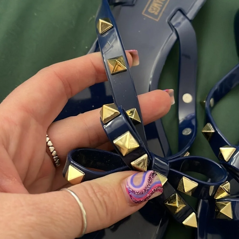 Size 7 brand new blue spiked sandals